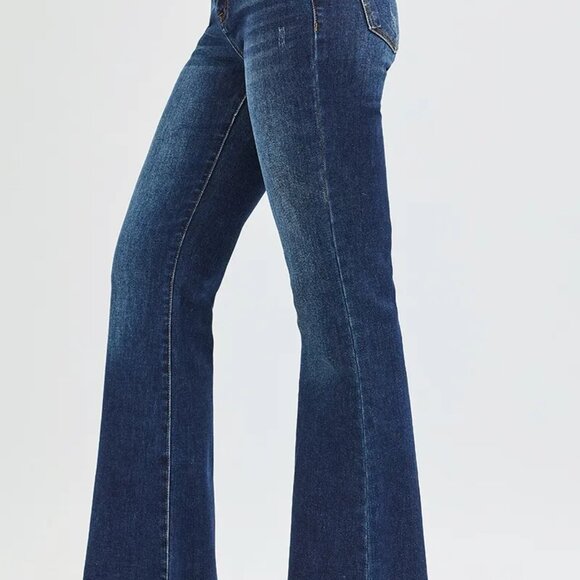 RISEN Full Size Tummy Control Mid Rise Flare Jeans Plus Size - Picture 4 of 6